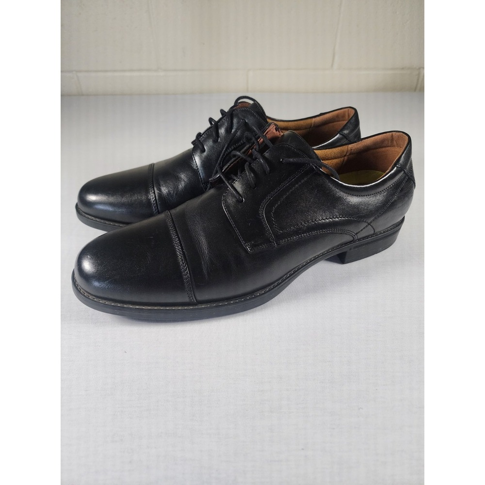 Florsheim Comfortech Mens Black Leather Cap Toe Oxford Dress Shoes 13D Ortholite
